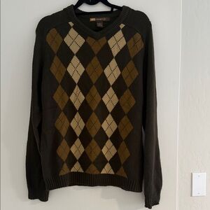 Brown Men's Argyle Crewneck Sweater